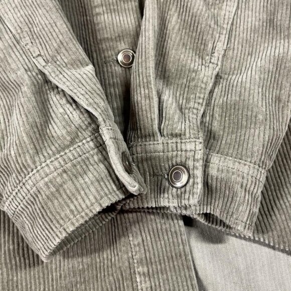 Zara Corduroy Shirt Jacket Womens Medium Olive Green Oversized Shacket Buttons - Picture 8 of 9